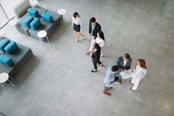 People discussing top view