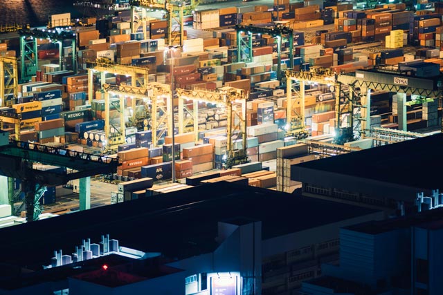 cargoship containers in docks