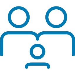 icon of two adults and child
