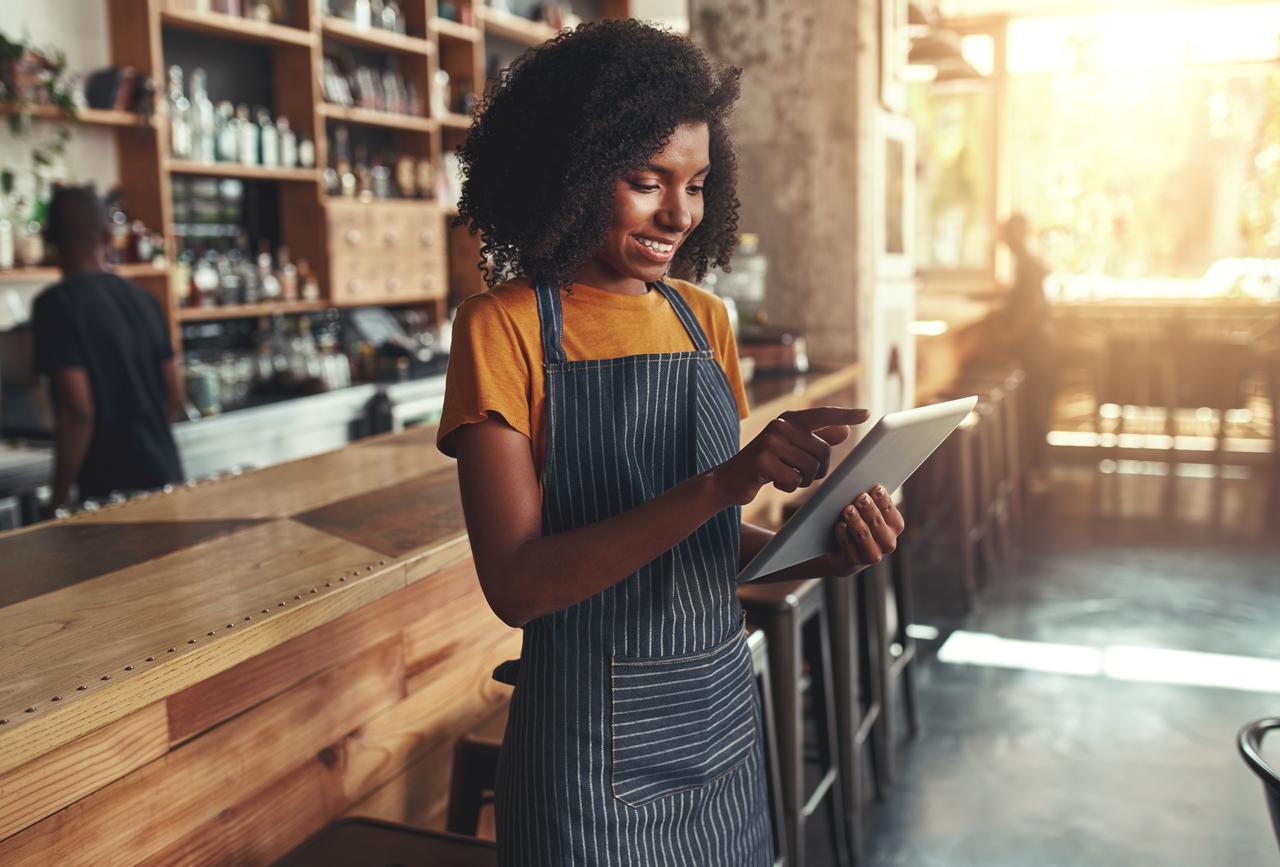 woman on tablet