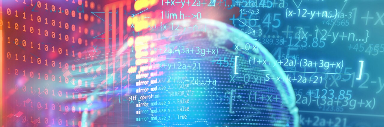 a terrestrial globe with an AI universe