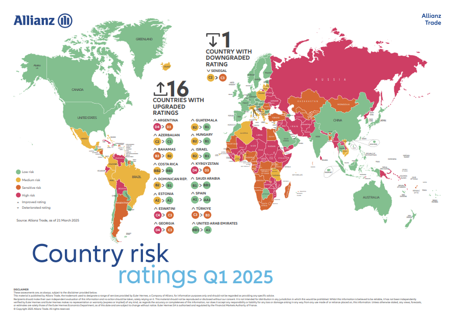Carte des risques pays T1 2025