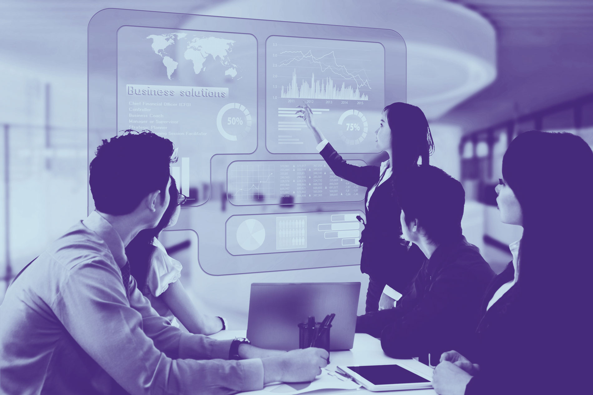Businesswoman presenting risk data