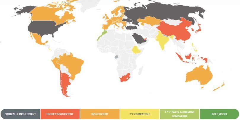Figure 3 – Adequacy of climate policies around the world with regards to the Paris Agreement 