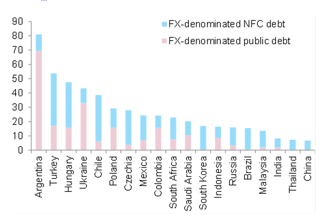 Figure 6 – Foreign exchange-denominated sovereign and NFC debt (% of GDP)